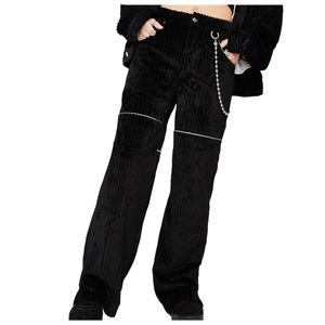 Black Corduroy Wide Leg Pants